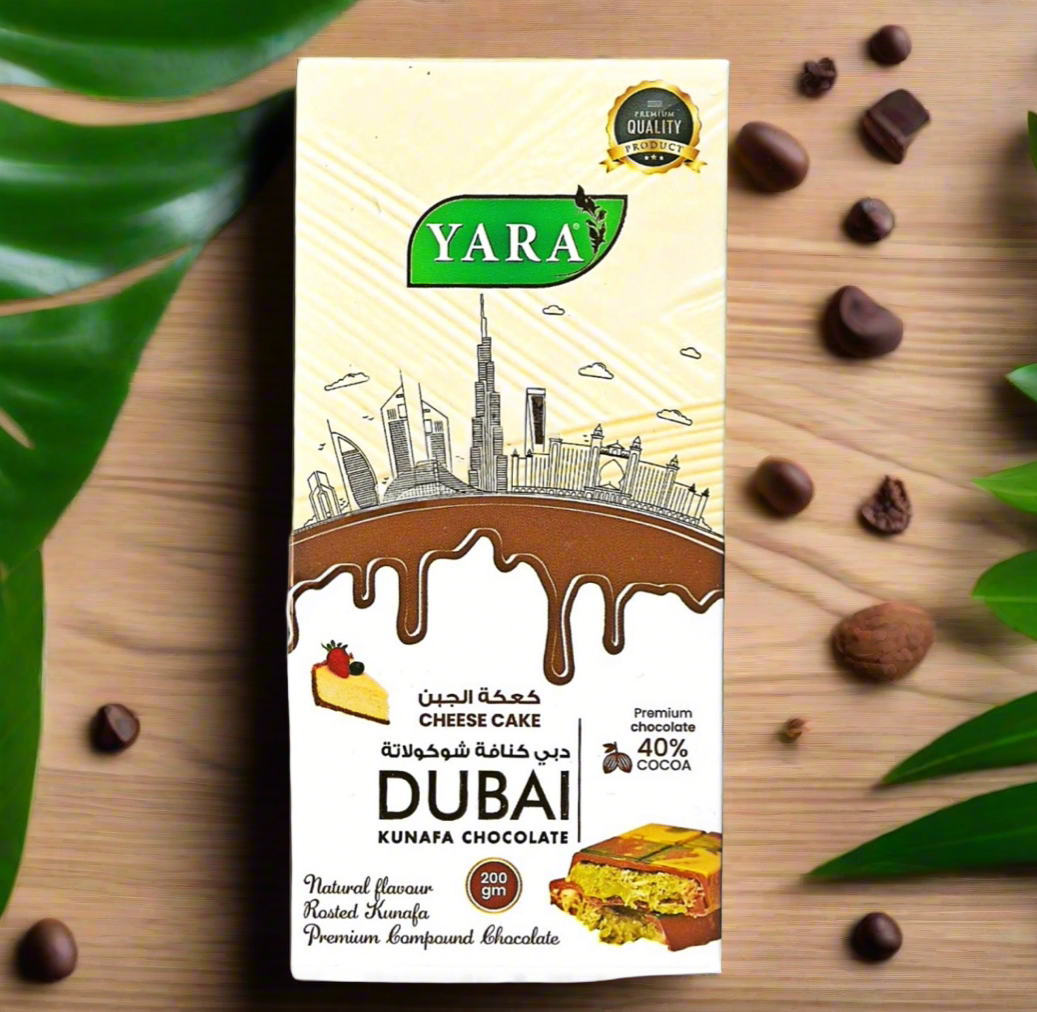 Luxurious Dubai Kunafa Milk Chocolate with Cheesecake, 200g - YARA