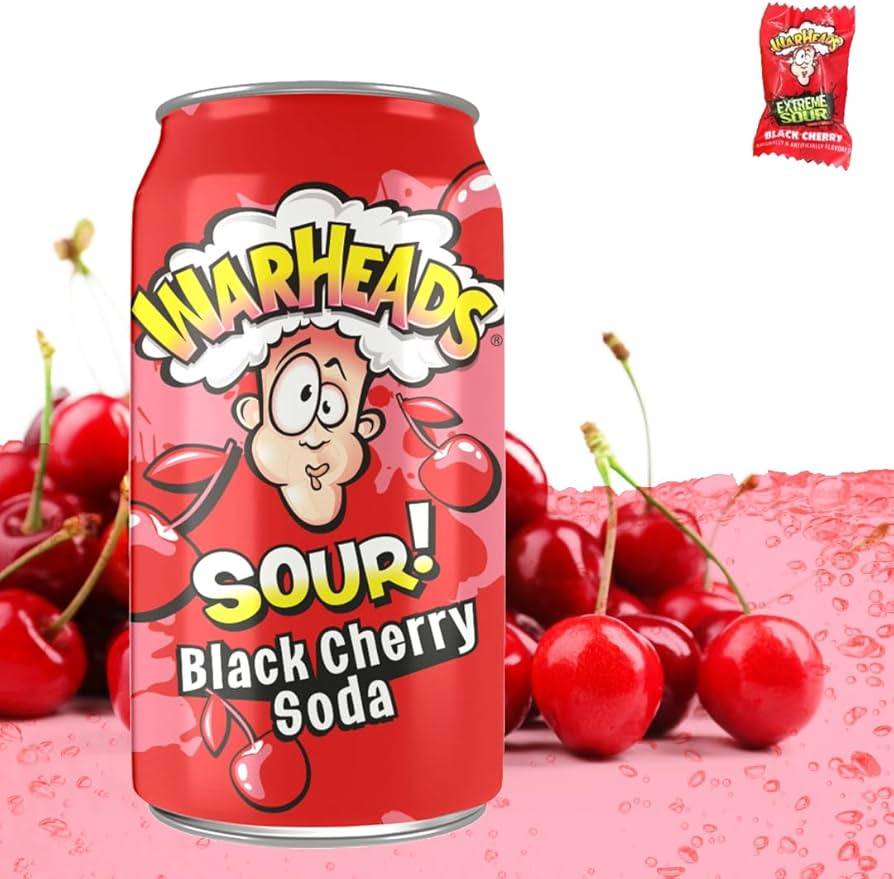Warheads Sour Soda Black Cherry 355ml