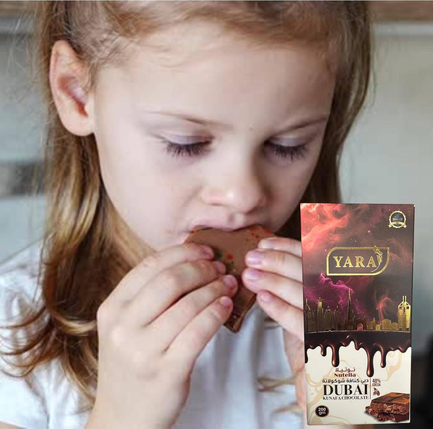 Luxurious Dubai Kunafa Milk Chocolate with Pistachio, 200g - YARA