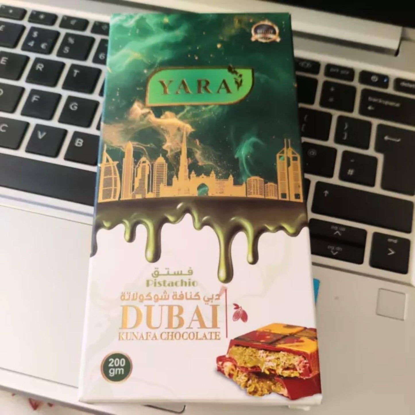 Luxurious Dubai Kunafa Milk Chocolate with Pistachio, 200g - YARA
