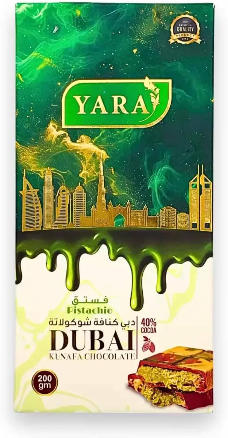 Luxurious Dubai Kunafa Milk Chocolate with Pistachio, 200g - YARA