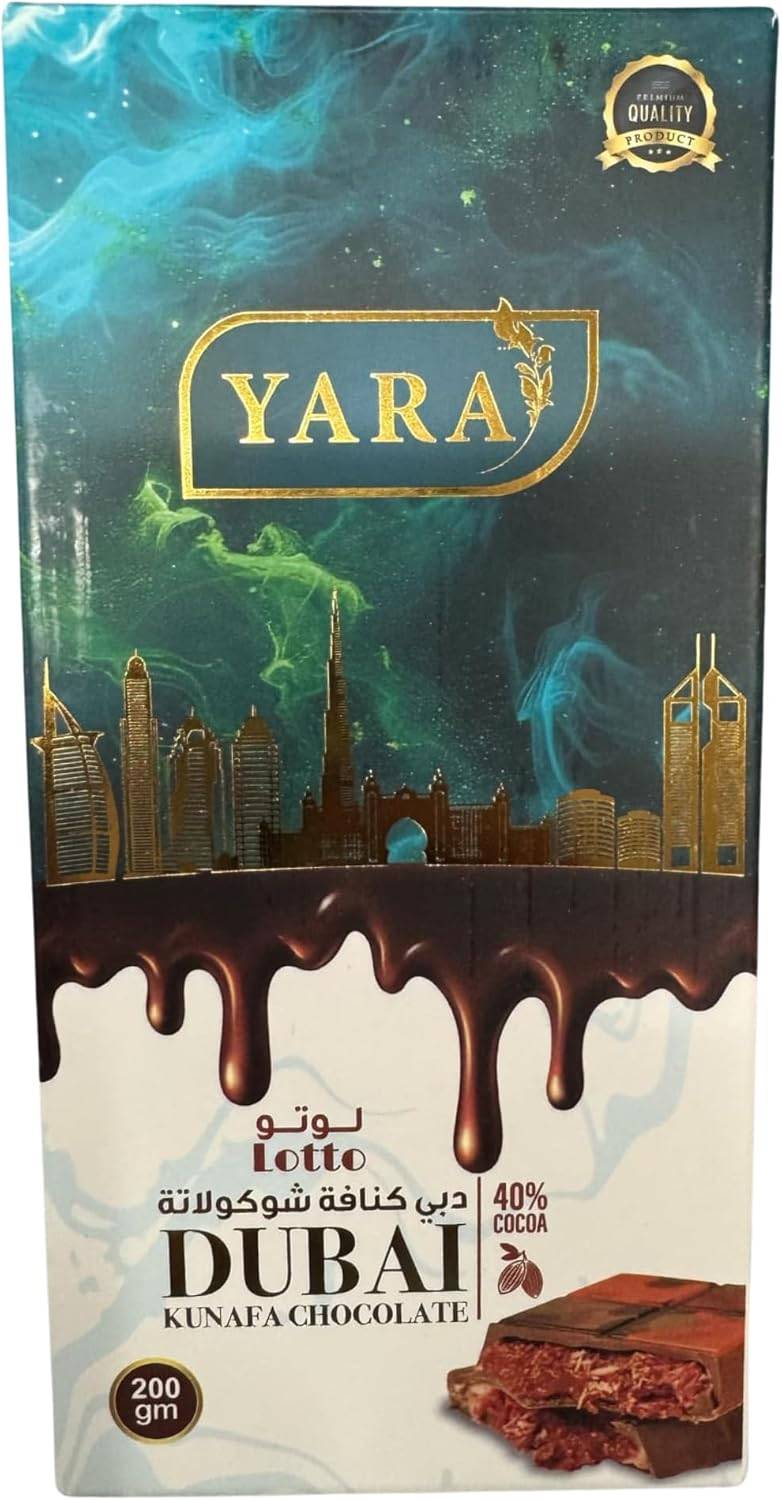 Luxurious Dubai Kunafa Milk Chocolate with Pistachio, 200g - YARA