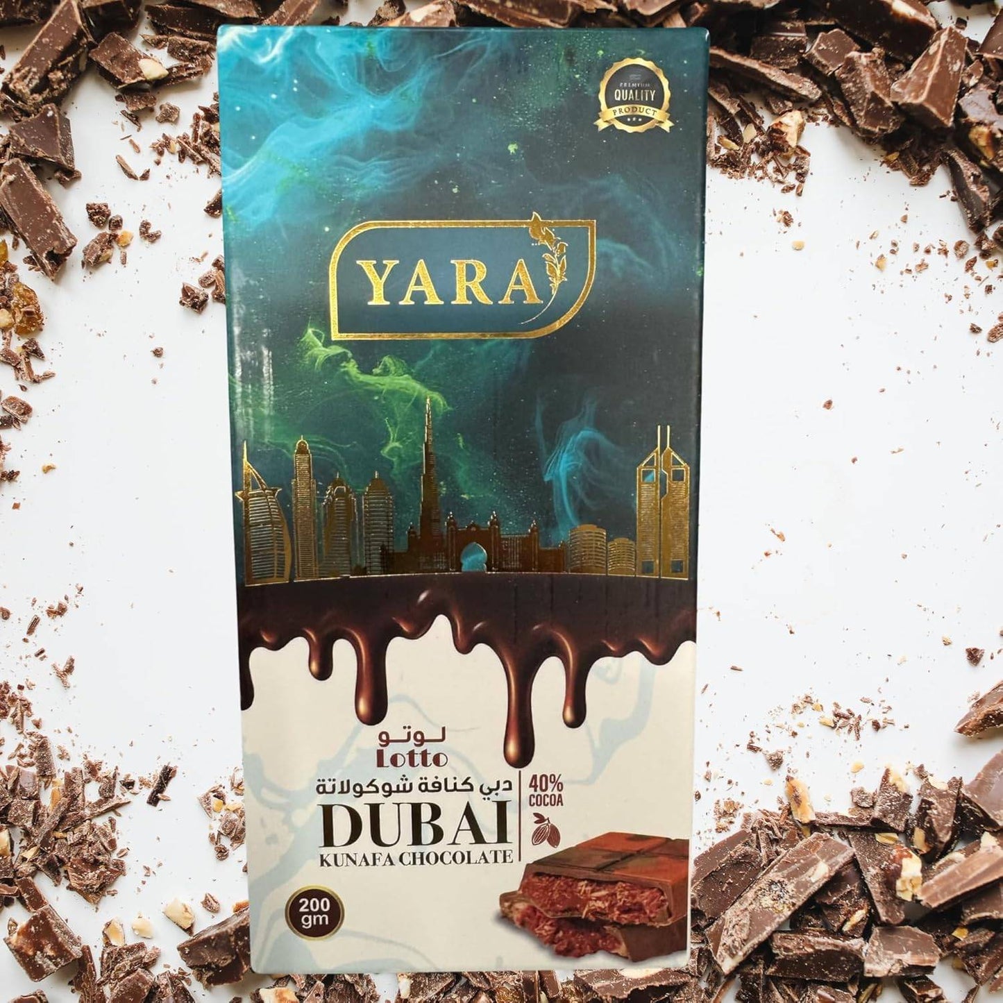 Luxurious Dubai Kunafa Milk Chocolate with Pistachio, 200g - YARA