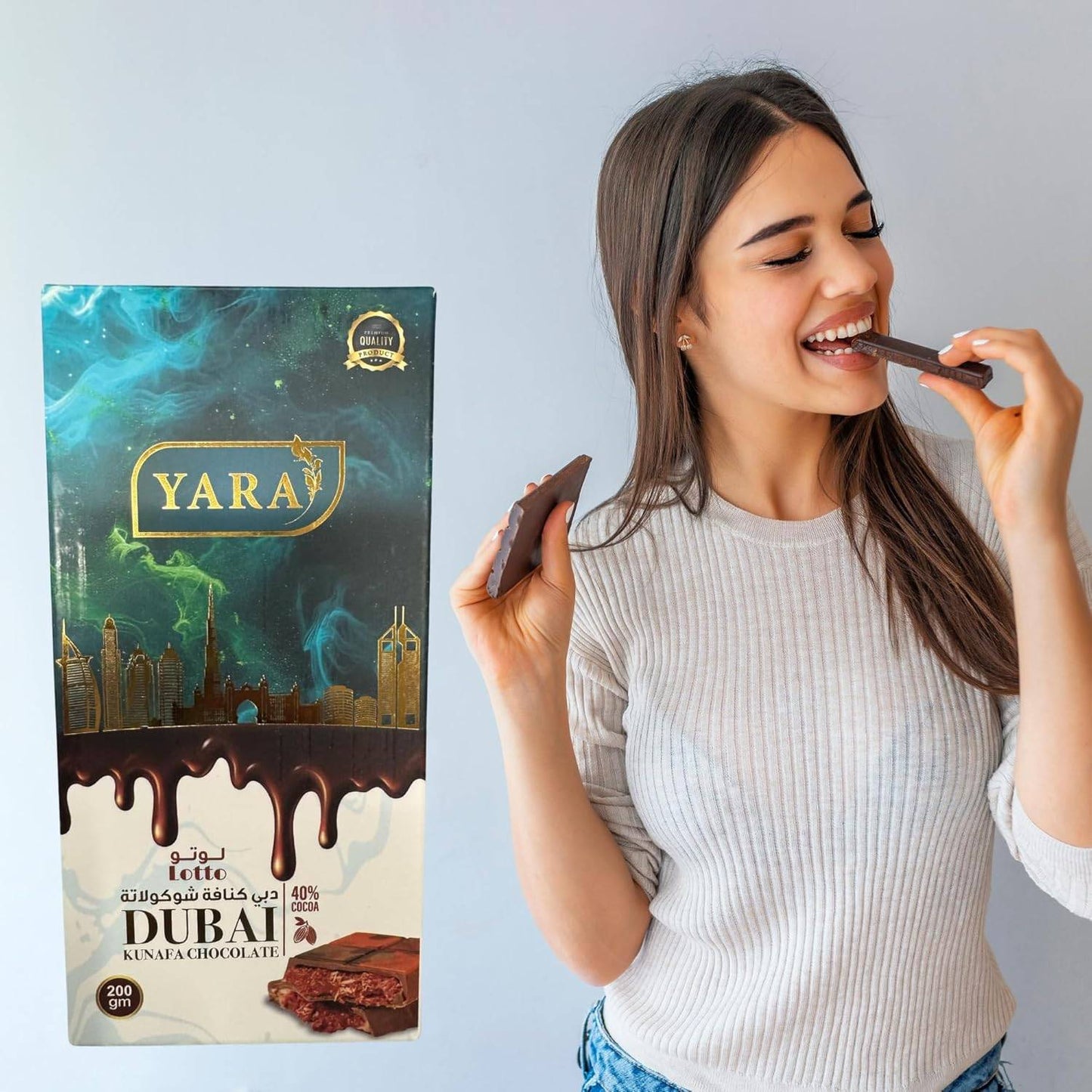 Luxurious Dubai Kunafa Milk Chocolate with Pistachio, 200g - YARA
