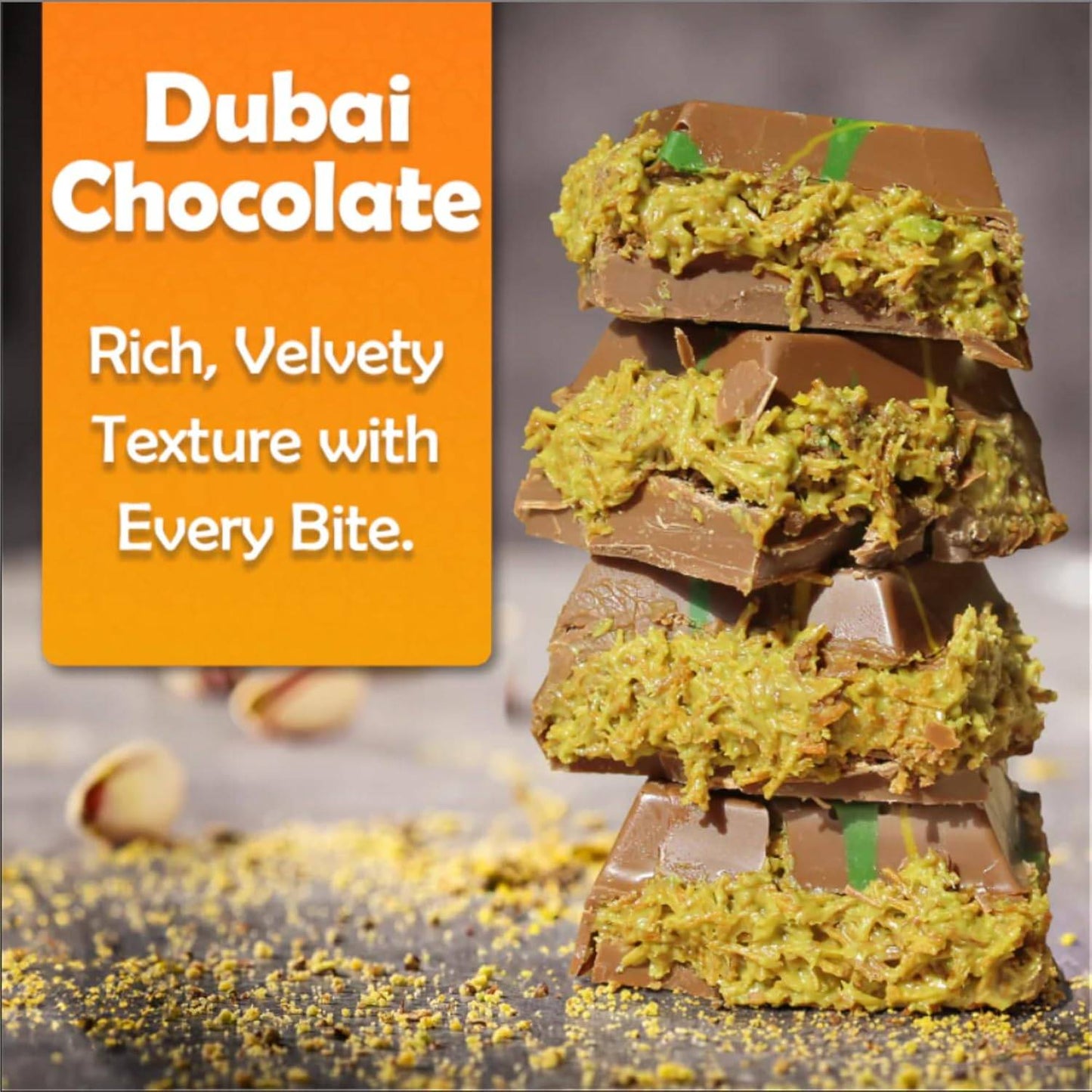 Luxurious Dubai Kunafa Milk Chocolate with Pistachio, 200g - YARA