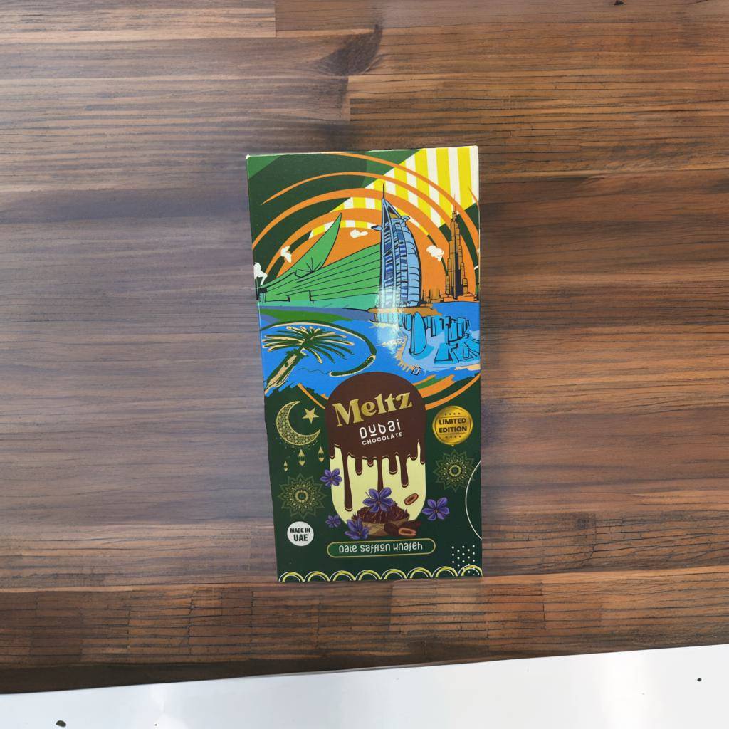 Meltz Dubai: 192g Chocolate Date Saffron Knafeh