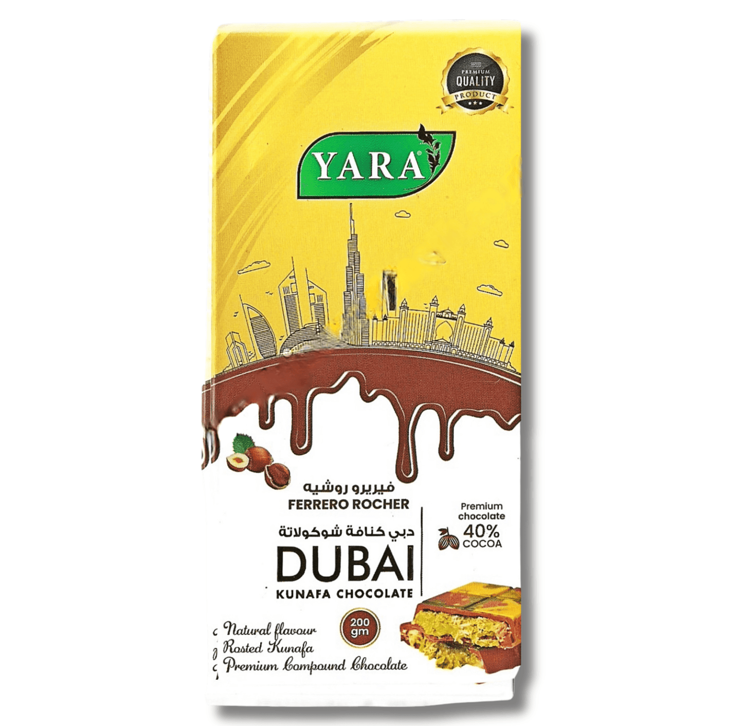 Luxurious Dubai Milk Chocolate with Ferrero Rocher, 200g - YARA